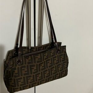 Fendi Black and Brown Monogram Shoulder Bag